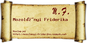 Mozolányi Friderika névjegykártya